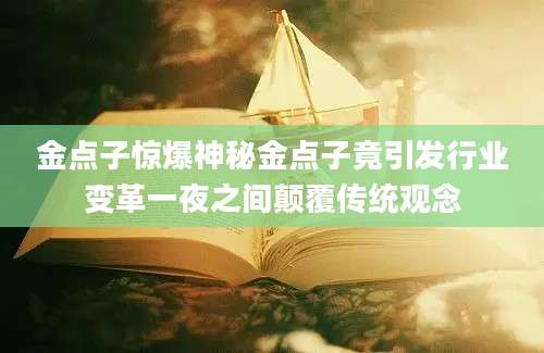 金点子惊爆神秘金点子竟引发行业变革一夜之间颠覆传统观念