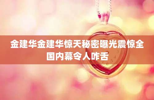 金建华金建华惊天秘密曝光震惊全国内幕令人咋舌