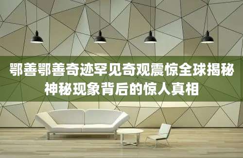 鄂善鄂善奇迹罕见奇观震惊全球揭秘神秘现象背后的惊人真相