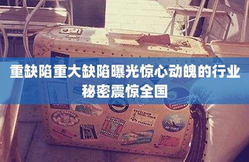 重缺陷重大缺陷曝光惊心动魄的行业秘密震惊全国