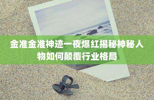 金准金准神迹一夜爆红揭秘神秘人物如何颠覆行业格局