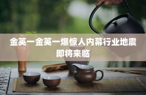 金英一金英一爆惊人内幕行业地震即将来临