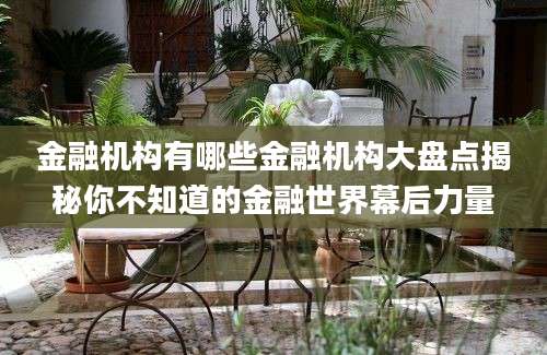 金融机构有哪些金融机构大盘点揭秘你不知道的金融世界幕后力量