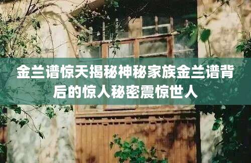 金兰谱惊天揭秘神秘家族金兰谱背后的惊人秘密震惊世人