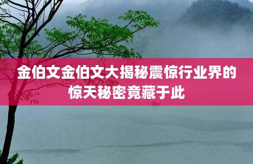 金伯文金伯文大揭秘震惊行业界的惊天秘密竟藏于此