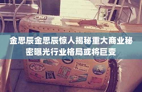 金思辰金思辰惊人揭秘重大商业秘密曝光行业格局或将巨变