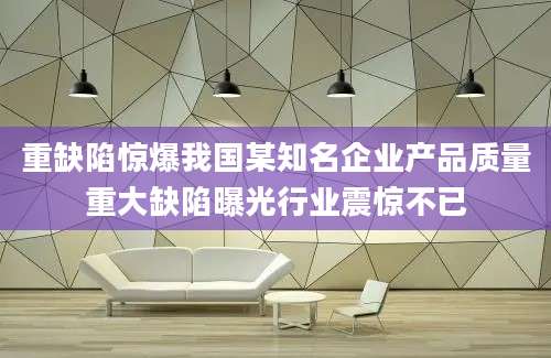 重缺陷惊爆我国某知名企业产品质量重大缺陷曝光行业震惊不已