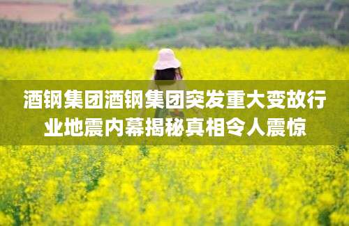 酒钢集团酒钢集团突发重大变故行业地震内幕揭秘真相令人震惊