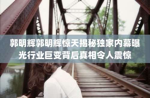 郭明辉郭明辉惊天揭秘独家内幕曝光行业巨变背后真相令人震惊