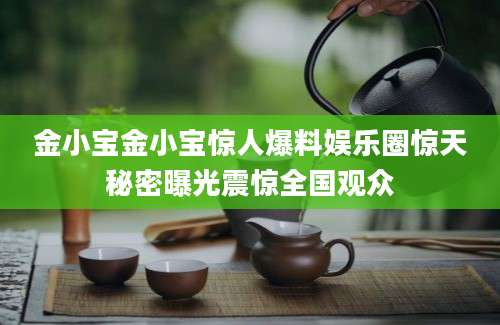 金小宝金小宝惊人爆料娱乐圈惊天秘密曝光震惊全国观众
