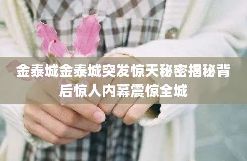 金泰城金泰城突发惊天秘密揭秘背后惊人内幕震惊全城