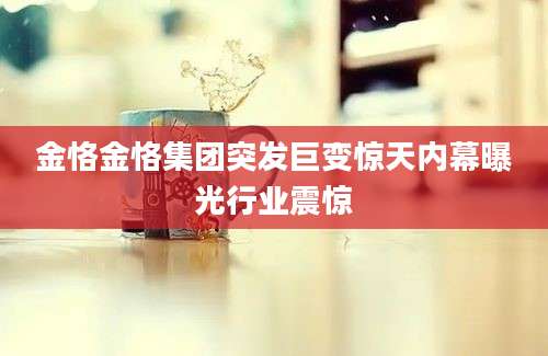 金恪金恪集团突发巨变惊天内幕曝光行业震惊