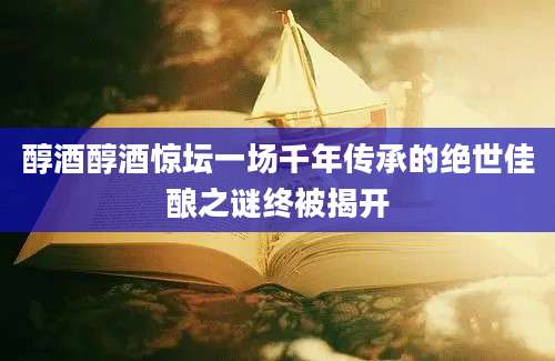 醇酒醇酒惊坛一场千年传承的绝世佳酿之谜终被揭开