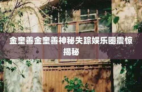 金奎善金奎善神秘失踪娱乐圈震惊揭秘