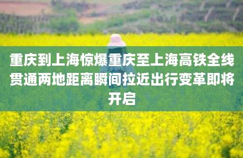 重庆到上海惊爆重庆至上海高铁全线贯通两地距离瞬间拉近出行变革即将开启