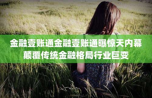 金融壹账通金融壹账通曝惊天内幕颠覆传统金融格局行业巨变