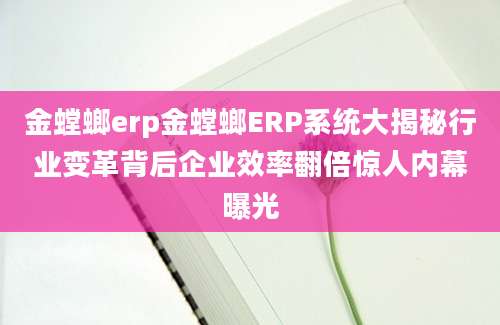 金螳螂erp金螳螂ERP系统大揭秘行业变革背后企业效率翻倍惊人内幕曝光