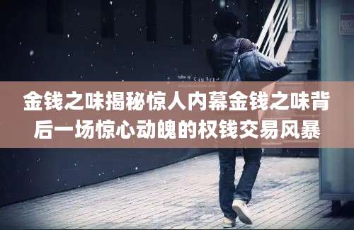 金钱之味揭秘惊人内幕金钱之味背后一场惊心动魄的权钱交易风暴