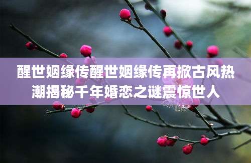 醒世姻缘传醒世姻缘传再掀古风热潮揭秘千年婚恋之谜震惊世人