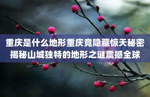 重庆是什么地形重庆竟隐藏惊天秘密揭秘山城独特的地形之谜震撼全球