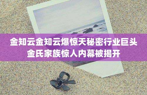 金知云金知云爆惊天秘密行业巨头金氏家族惊人内幕被揭开