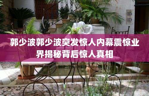郭少波郭少波突发惊人内幕震惊业界揭秘背后惊人真相