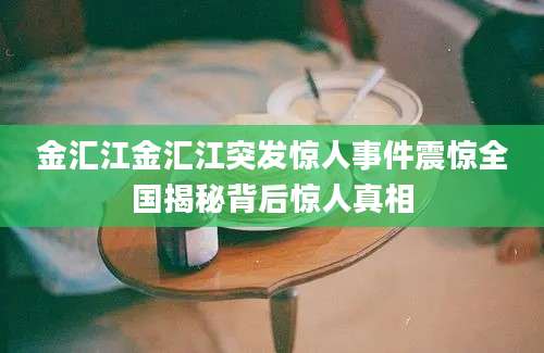 金汇江金汇江突发惊人事件震惊全国揭秘背后惊人真相