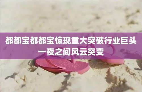 都都宝都都宝惊现重大突破行业巨头一夜之间风云突变
