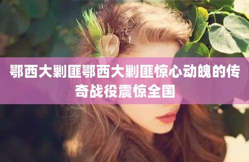 鄂西大剿匪鄂西大剿匪惊心动魄的传奇战役震惊全国