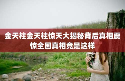 金天柱金天柱惊天大揭秘背后真相震惊全国真相竟是这样