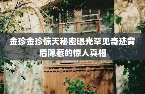 金珍金珍惊天秘密曝光罕见奇迹背后隐藏的惊人真相