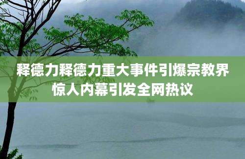 释德力释德力重大事件引爆宗教界惊人内幕引发全网热议