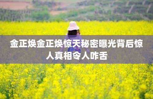 金正焕金正焕惊天秘密曝光背后惊人真相令人咋舌