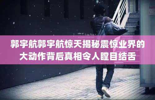 郭宇航郭宇航惊天揭秘震惊业界的大动作背后真相令人瞠目结舌