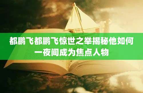 都鹏飞都鹏飞惊世之举揭秘他如何一夜间成为焦点人物