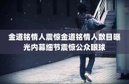 金道铭情人震惊金道铭情人数目曝光内幕细节震惊公众眼球