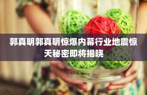 郭真明郭真明惊爆内幕行业地震惊天秘密即将揭晓