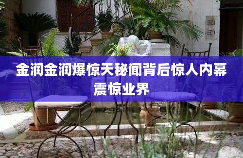 金润金润爆惊天秘闻背后惊人内幕震惊业界