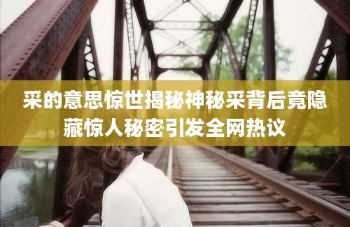 采的意思惊世揭秘神秘采背后竟隐藏惊人秘密引发全网热议