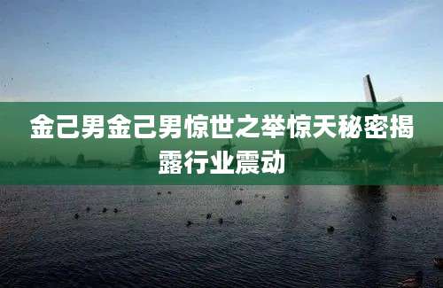 金己男金己男惊世之举惊天秘密揭露行业震动