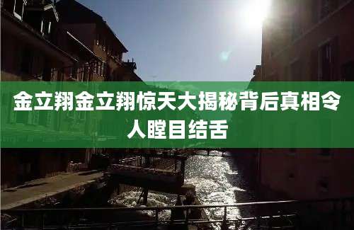 金立翔金立翔惊天大揭秘背后真相令人瞠目结舌