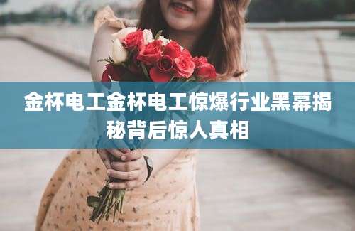 金杯电工金杯电工惊爆行业黑幕揭秘背后惊人真相