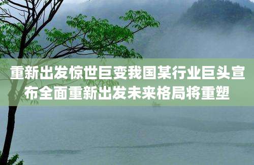 重新出发惊世巨变我国某行业巨头宣布全面重新出发未来格局将重塑