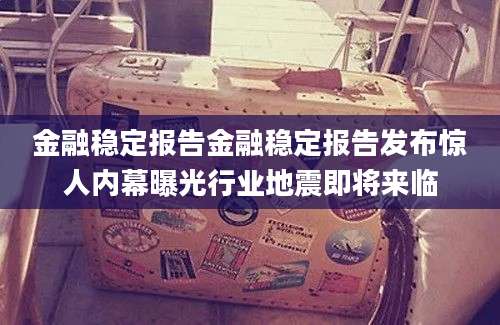 金融稳定报告金融稳定报告发布惊人内幕曝光行业地震即将来临