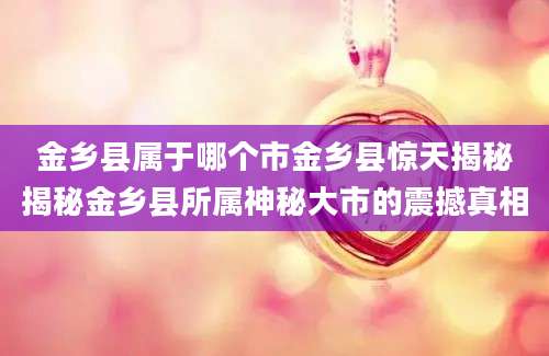金乡县属于哪个市金乡县惊天揭秘揭秘金乡县所属神秘大市的震撼真相