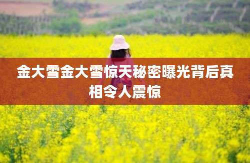 金大雪金大雪惊天秘密曝光背后真相令人震惊
