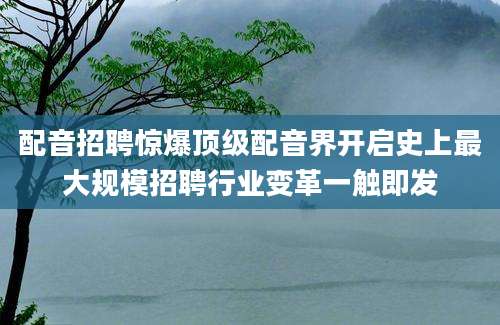 配音招聘惊爆顶级配音界开启史上最大规模招聘行业变革一触即发
