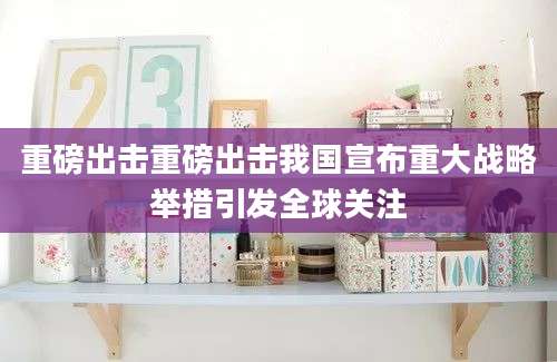 重磅出击重磅出击我国宣布重大战略举措引发全球关注