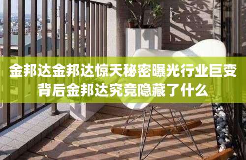 金邦达金邦达惊天秘密曝光行业巨变背后金邦达究竟隐藏了什么