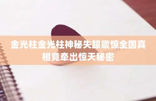 金光柱金光柱神秘失踪震惊全国真相竟牵出惊天秘密